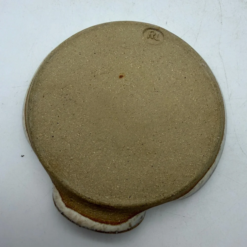 Studio Pottery Seashell Spoon Rest Signed RL Stoneware‎ Scallop Shell Coastal